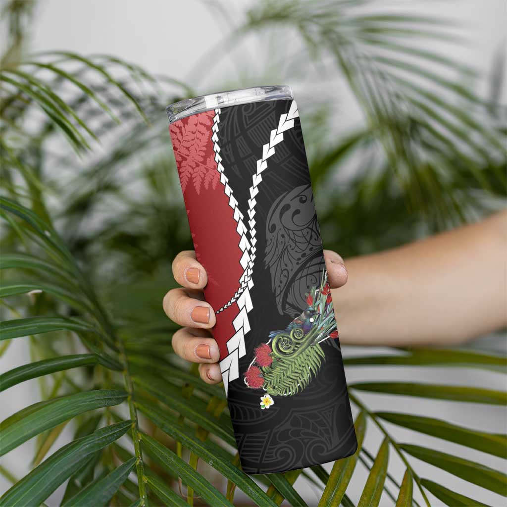 New Zealand Christmas Skinny Tumbler Flora Map with Birds - Polynesian Pride