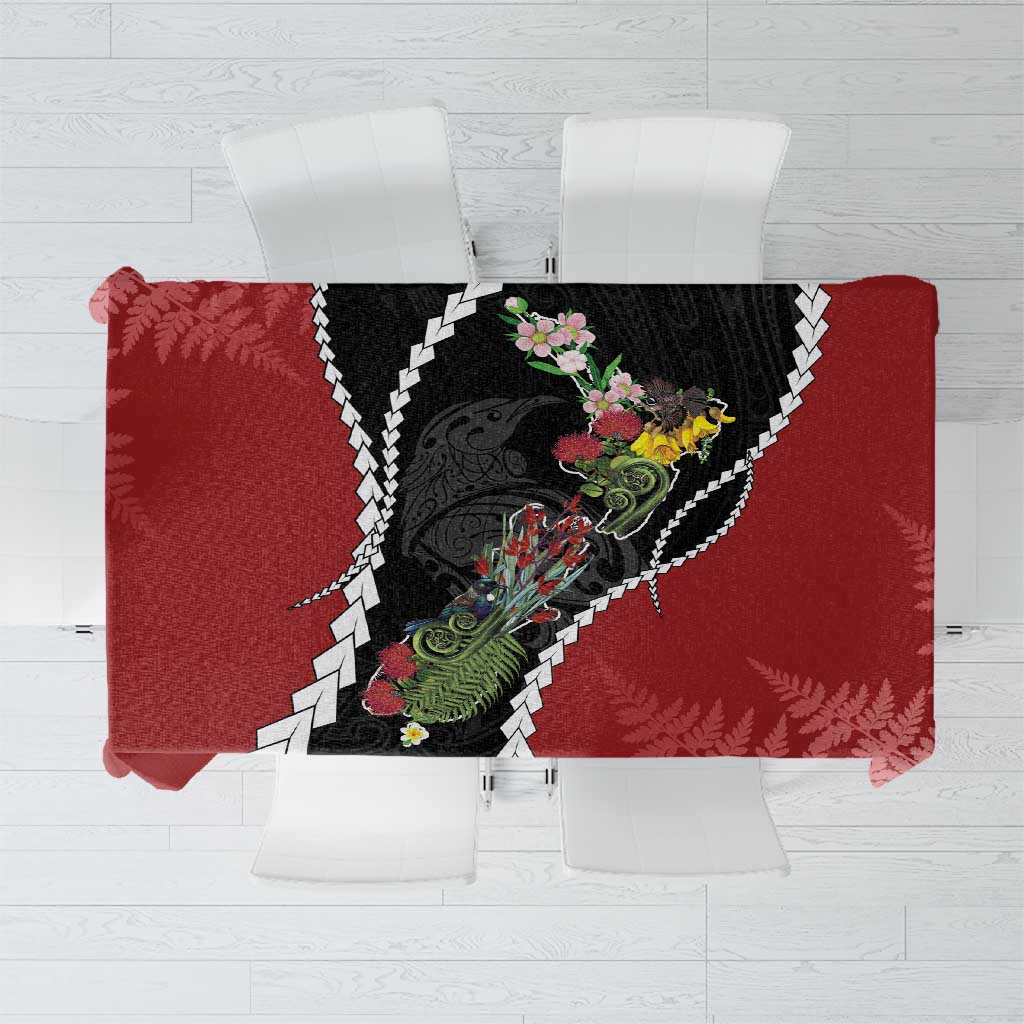 New Zealand Christmas Tablecloth Flora Map with Birds - Polynesian Pride