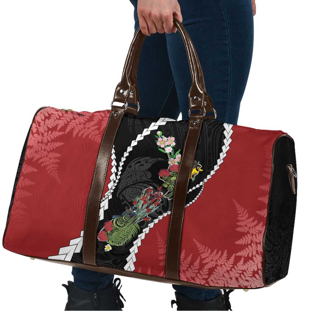 New Zealand Christmas Travel Bag Flora Map with Birds - Polynesian Pride