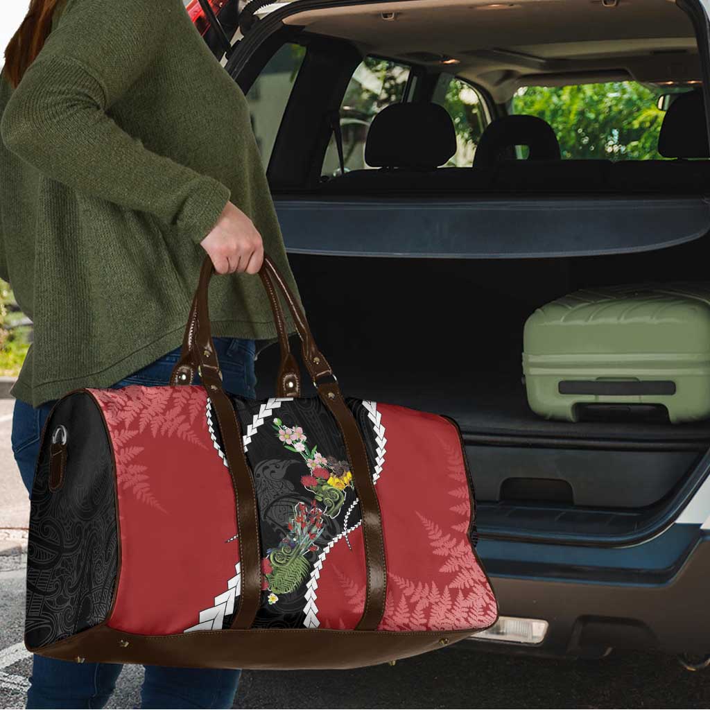 New Zealand Christmas Travel Bag Flora Map with Birds - Polynesian Pride