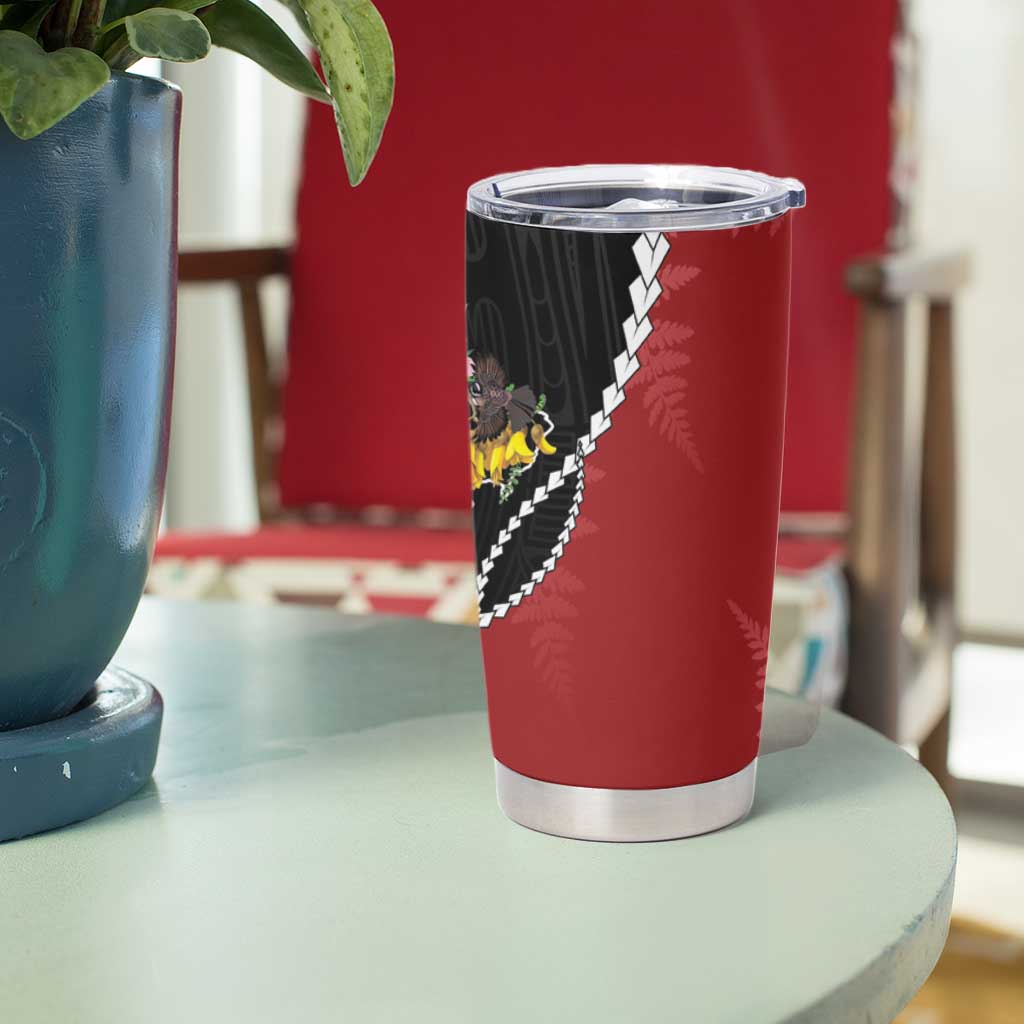 New Zealand Christmas Tumbler Cup Flora Map with Birds - Polynesian Pride