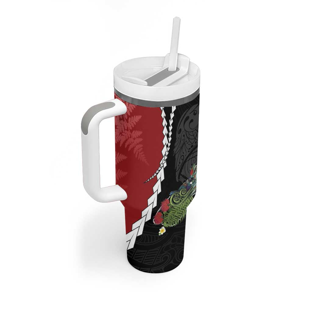 New Zealand Christmas Tumbler With Handle Flora Map with Birds - Polynesian Pride