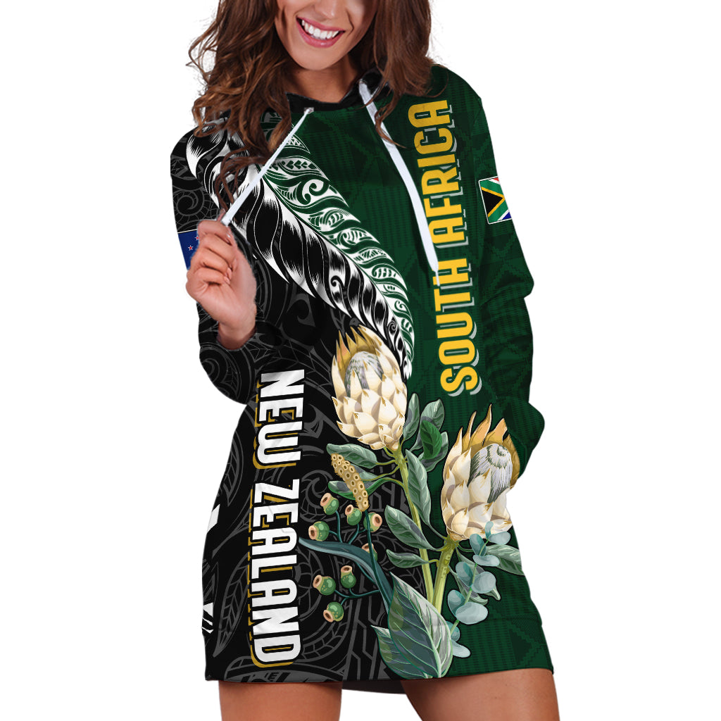 Custom South Africa Mix New Zealand Rugby 2023 Hoodie Dress World Cup Greatest Rivalry LT7 Black Green - Polynesian Pride