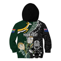 Custom South Africa Mix New Zealand Rugby 2023 Kid Hoodie World Cup Greatest Rivalry LT7 - Polynesian Pride