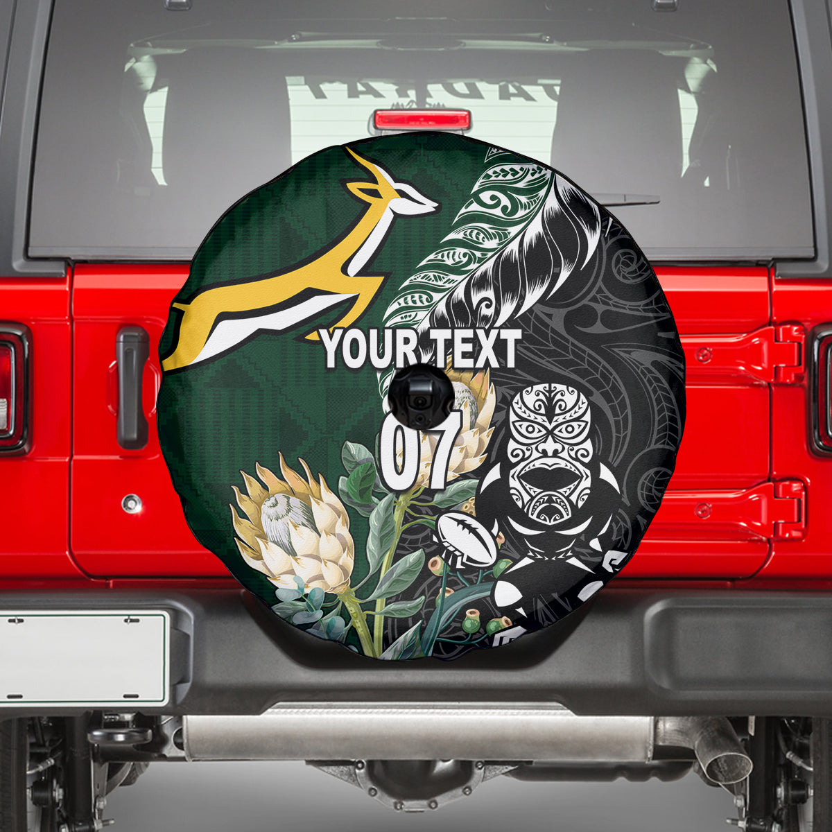 Custom South Africa Mix New Zealand Rugby 2023 Spare Tire Cover World Cup Greatest Rivalry LT7 - Polynesian Pride