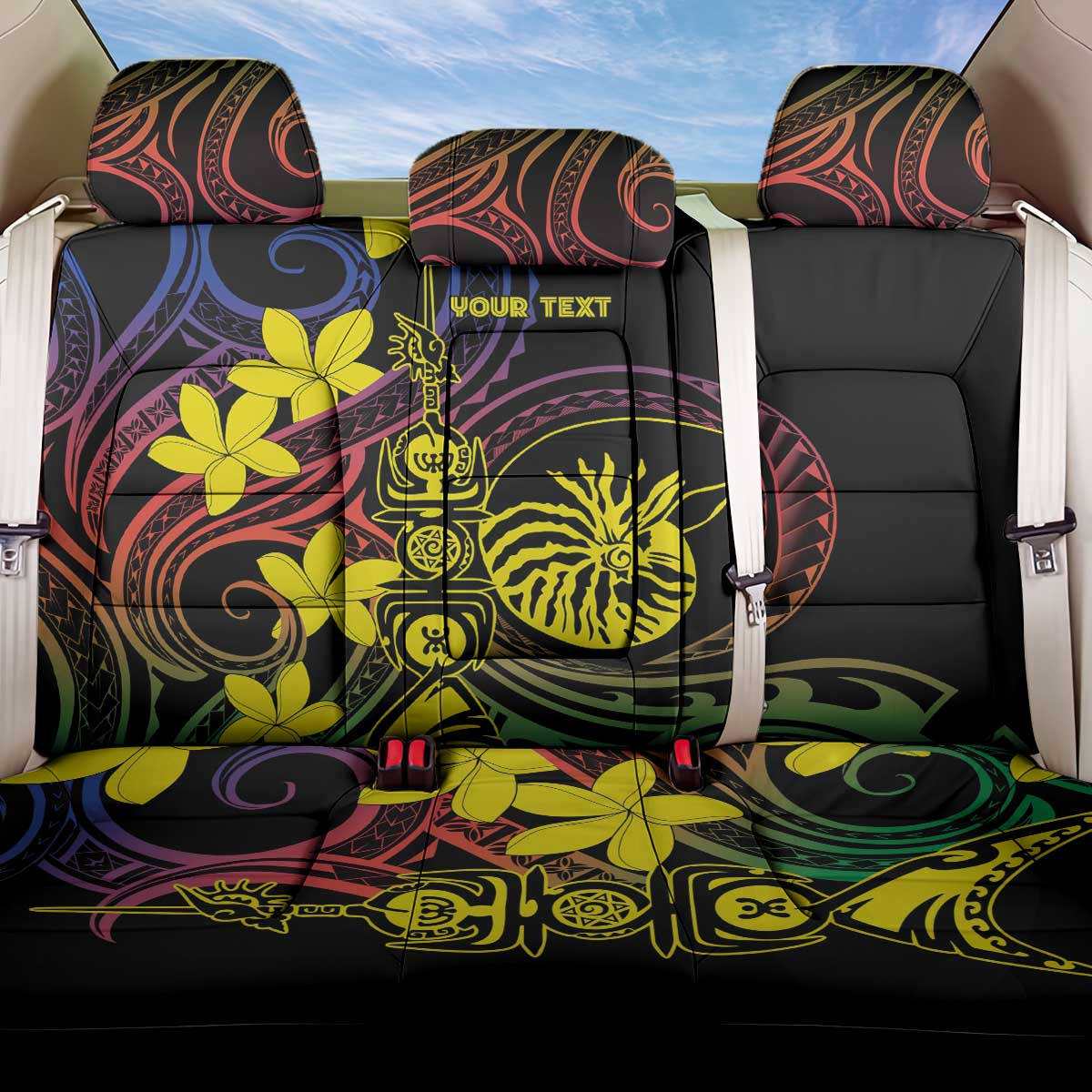 New Caledonia Kanaky Personalized Back Car Seat Cover Fleche Faitiere - Plumeria