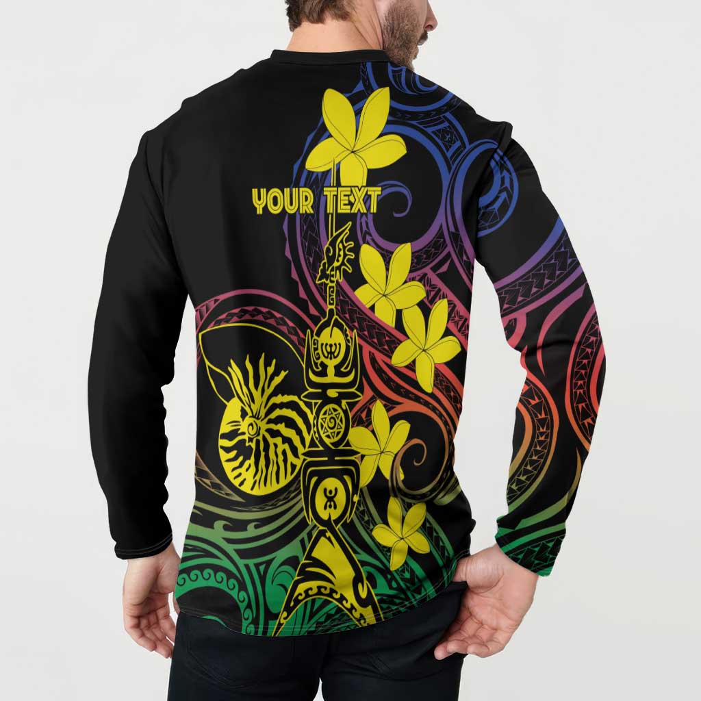 New Caledonia Kanaky Personalized Button Sweatshirt Fleche Faitiere - Plumeria