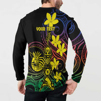 New Caledonia Kanaky Personalized Button Sweatshirt Fleche Faitiere - Plumeria