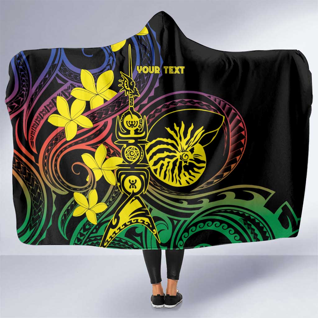 New Caledonia Kanaky Personalized Hooded Blanket Fleche Faitiere - Plumeria