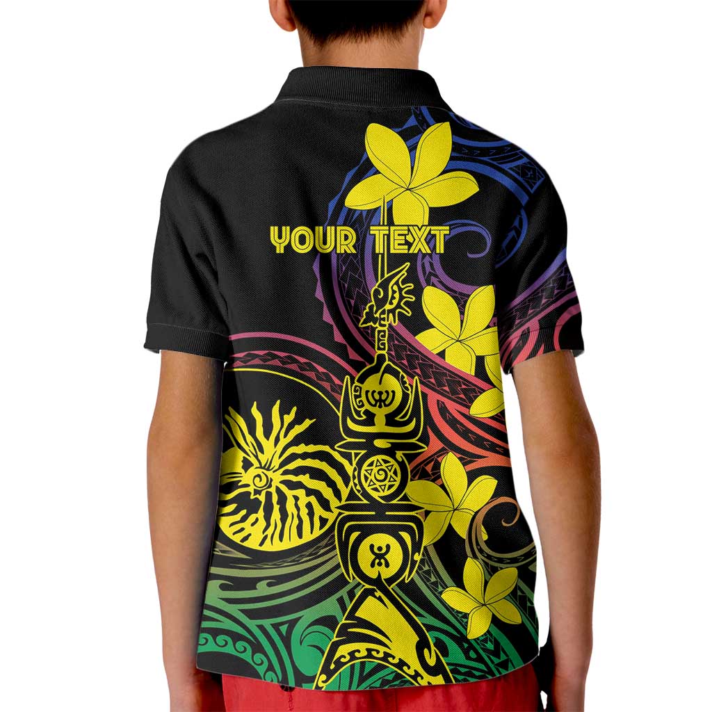 New Caledonia Kanaky Personalized Kid Polo Shirt Fleche Faitiere - Plumeria