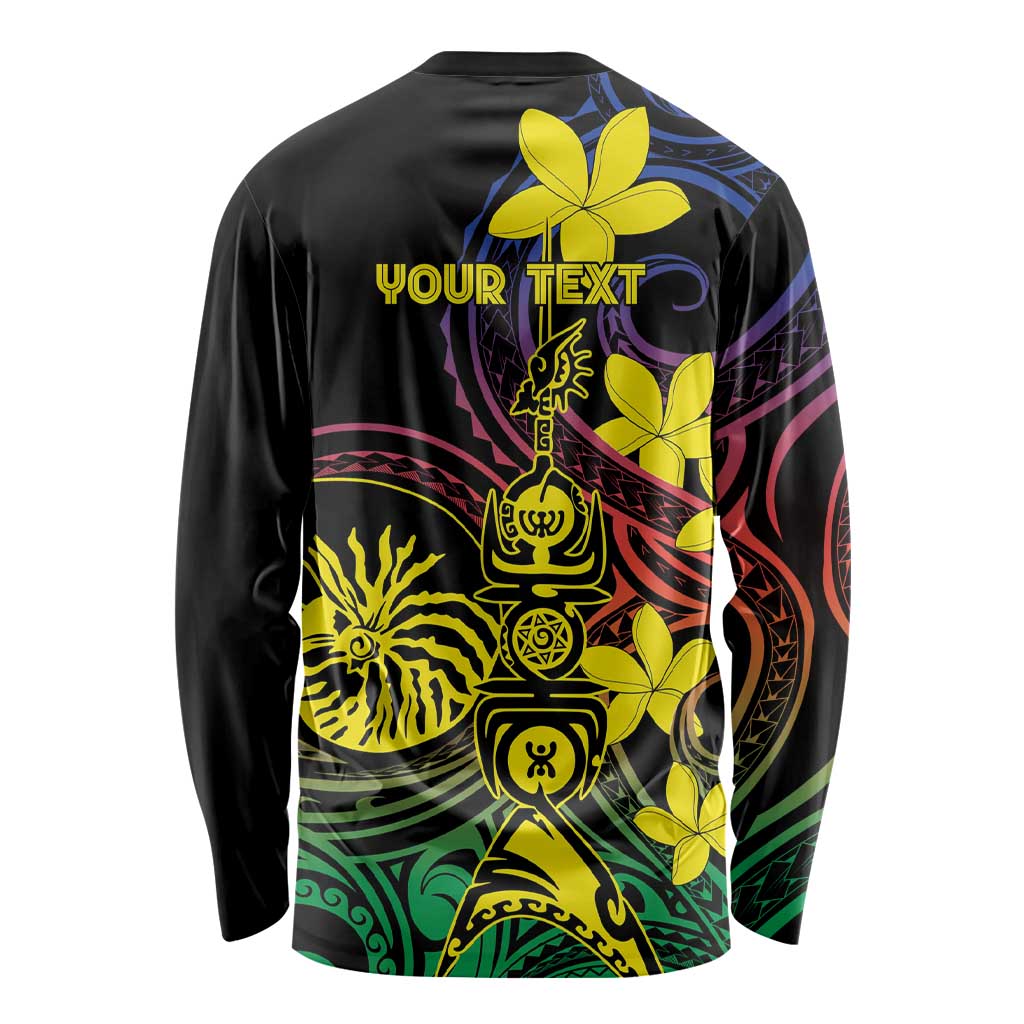 New Caledonia Kanaky Personalized Long Sleeve Shirt Fleche Faitiere - Plumeria