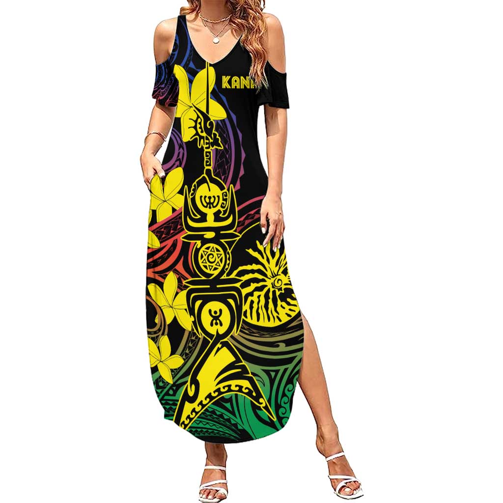 New Caledonia Kanaky Personalized Summer Maxi Dress Fleche Faitiere - Plumeria