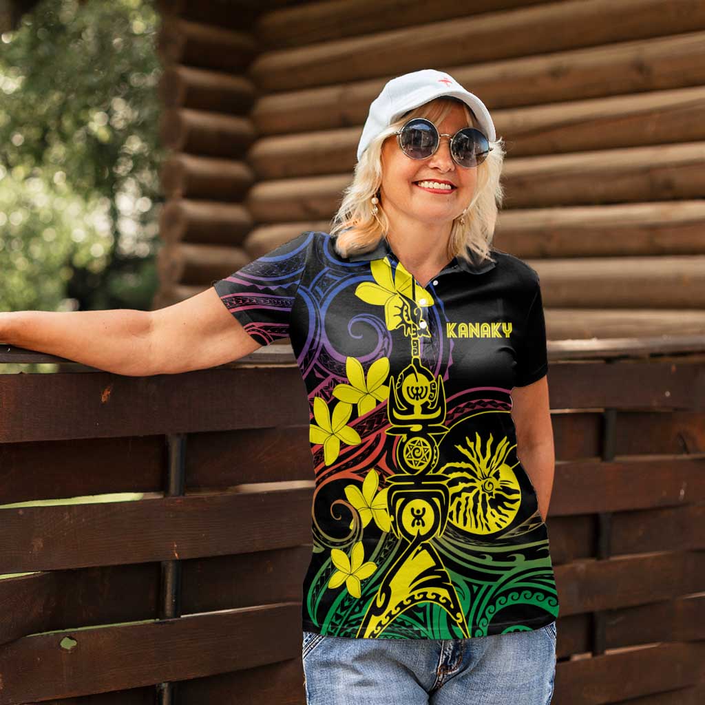 New Caledonia Kanaky Personalized Women Polo Shirt Fleche Faitiere - Plumeria
