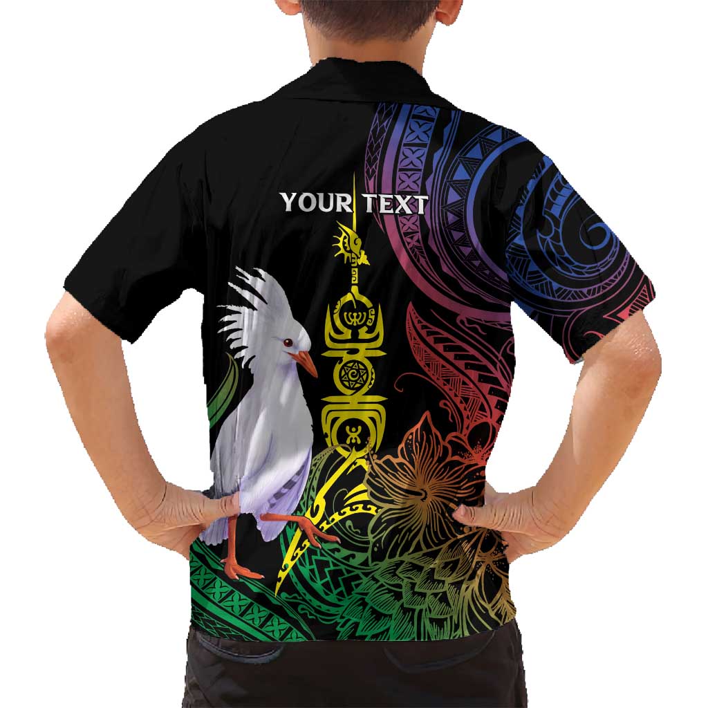 New Caledonia Kanaky Personalized Family Matching Long Sleeve Bodycon Dress and Hawaiian Shirt Fleche Faitiere Mix Kagu