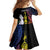 New Caledonia Kanaky Personalized Family Matching Off Shoulder Short Dress and Hawaiian Shirt Fleche Faitiere Mix Kagu