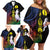 New Caledonia Kanaky Personalized Family Matching Off Shoulder Short Dress and Hawaiian Shirt Fleche Faitiere Mix Kagu