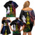 New Caledonia Kanaky Personalized Family Matching Off Shoulder Short Dress and Hawaiian Shirt Fleche Faitiere Mix Kagu