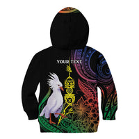 New Caledonia Kanaky Personalized Kid Hoodie Fleche Faitiere Mix Kagu