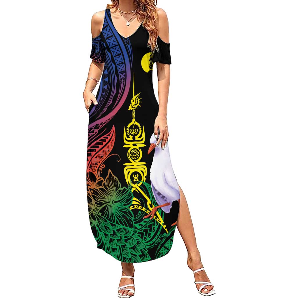 New Caledonia Kanaky Personalized Summer Maxi Dress Fleche Faitiere Mix Kagu