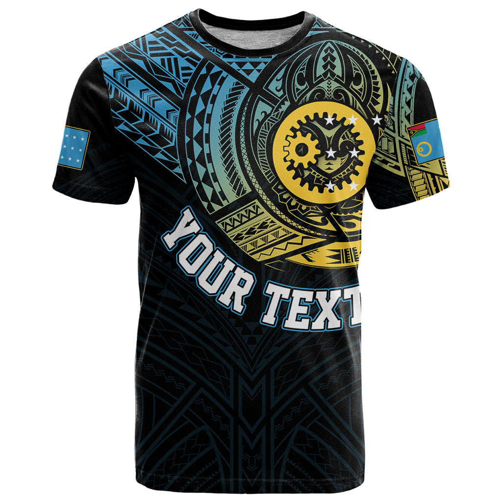 Custom Vanuatu T Shirt Turtle Chest Tattoo Flag Color Sanma LT7 Black - Polynesian Pride