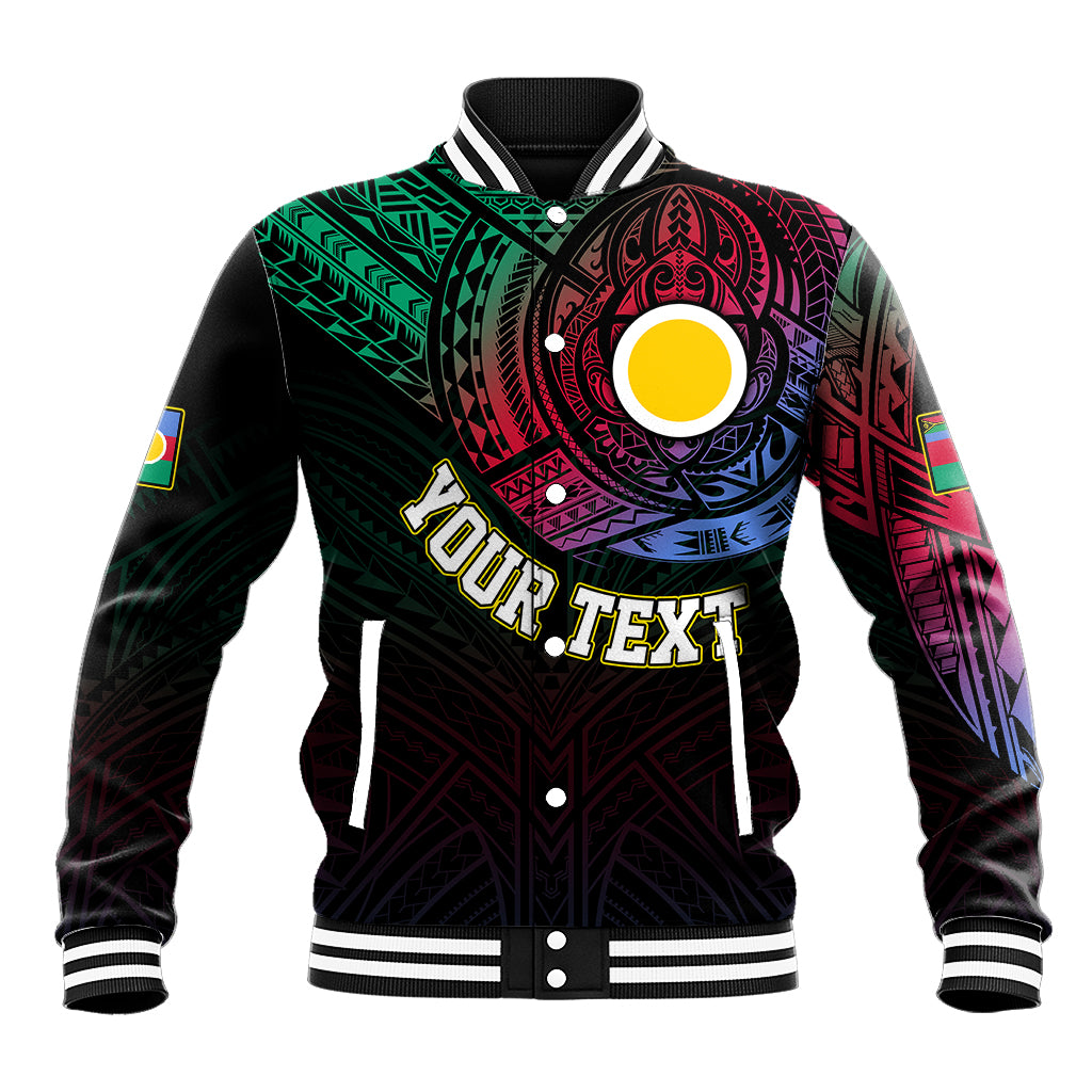 Personalised Vanuatu Baseball Jacket Turtle Chest Tattoo Flag Color - Shefa LT7 Unisex Black - Polynesian Pride