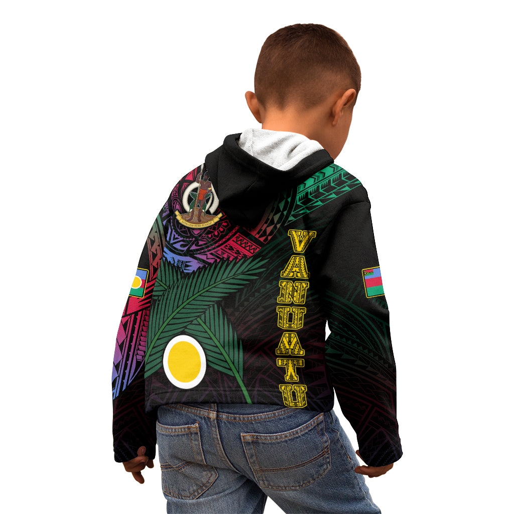 Personalised Vanuatu Kid Hoodie Turtle Chest Tattoo Flag Color - Shefa LT7 - Polynesian Pride