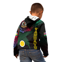 Personalised Vanuatu Kid Hoodie Turtle Chest Tattoo Flag Color - Shefa LT7 - Polynesian Pride
