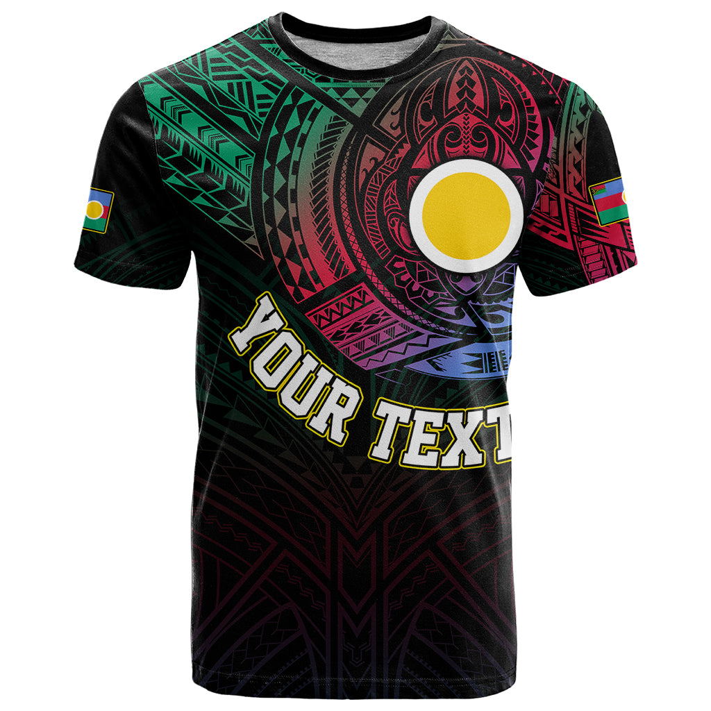 Custom Vanuatu T Shirt Turtle Chest Tattoo Flag Color Shefa LT7 Black - Polynesian Pride