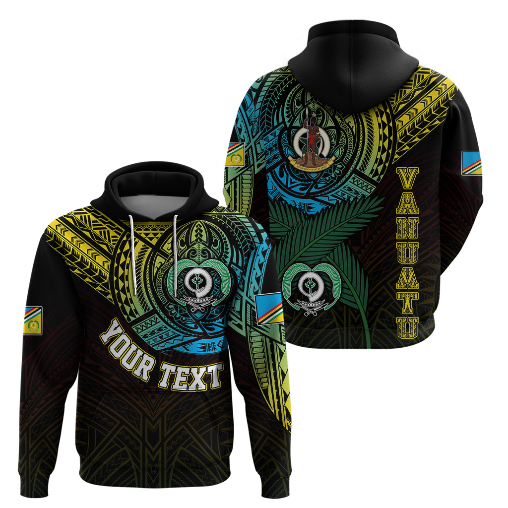 Custom Vanuatu Hoodie Turtle Chest Tattoo Flag Color Torba LT7 Pullover Hoodie Black - Polynesian Pride