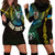 Personalised Vanuatu Hoodie Dress Turtle Chest Tattoo Flag Color - Torba LT7 Black - Polynesian Pride