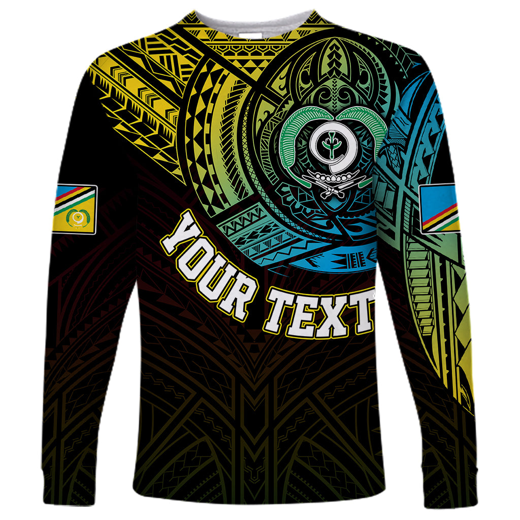 Personalised Vanuatu Long Sleeve Shirt Turtle Chest Tattoo Flag Color - Torba LT7 Unisex Black - Polynesian Pride