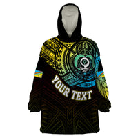 Personalised Vanuatu Wearable Blanket Hoodie Turtle Chest Tattoo Flag Color - Torba LT7 One Size Black - Polynesian Pride