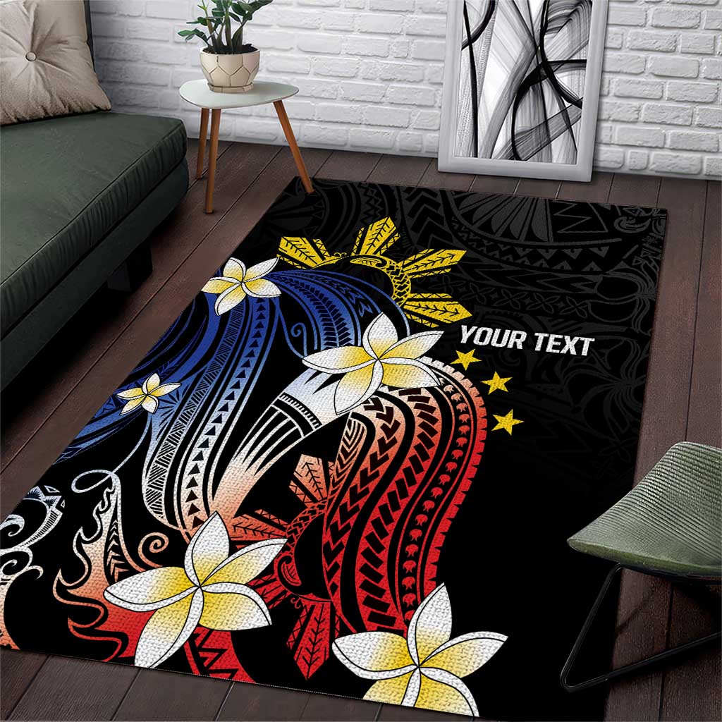 Personalized Philippines Tribal Area Rug Tropical Waves - Plumeria