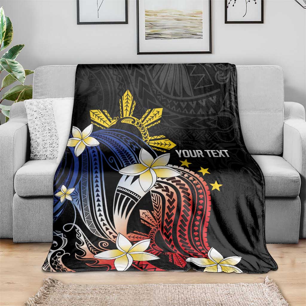 Personalized Philippines Tribal Blanket Tropical Waves - Plumeria