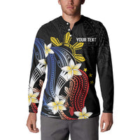 Personalized Philippines Tribal Button Sweatshirt Tropical Waves - Plumeria