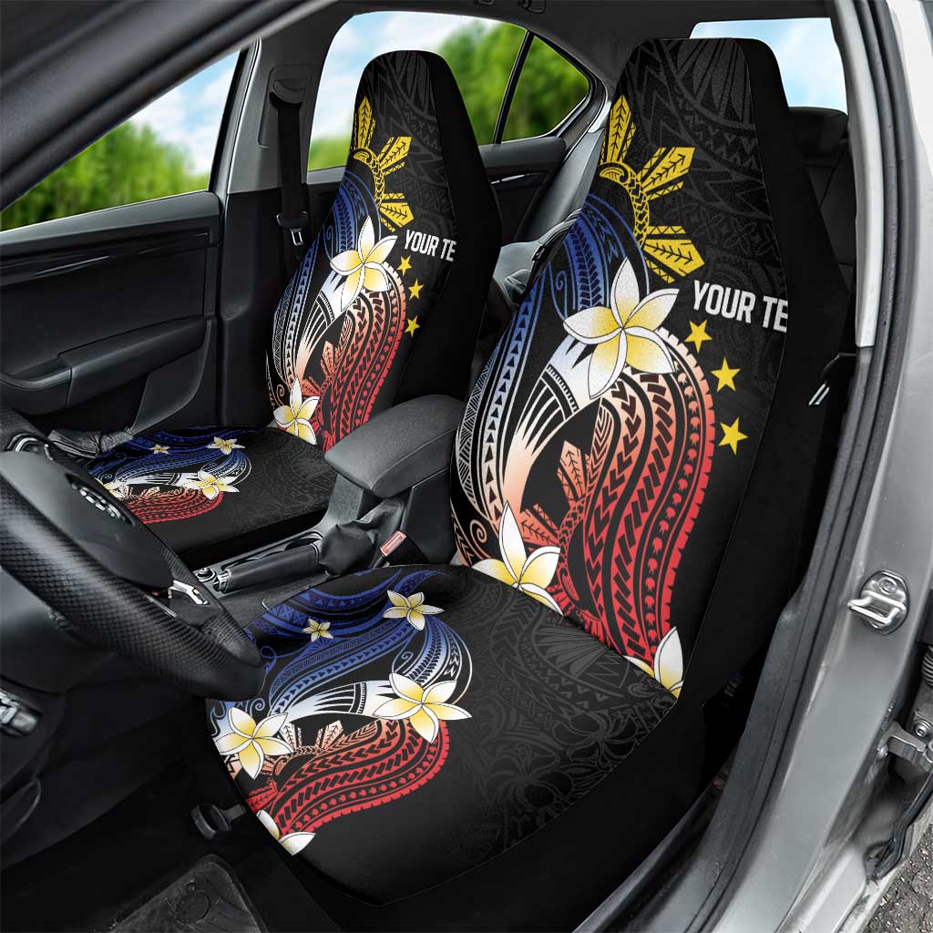 Personalized Philippines Tribal Car Seat Cover Tropical Waves - Plumeria