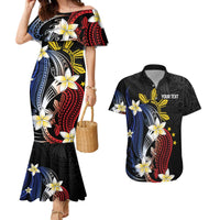Personalized Philippines Tribal Couples Matching Mermaid Dress and Hawaiian Shirt Tropical Waves - Plumeria