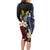 Personalized Philippines Tribal Family Matching Long Sleeve Bodycon Dress and Hawaiian Shirt Tropical Waves - Plumeria