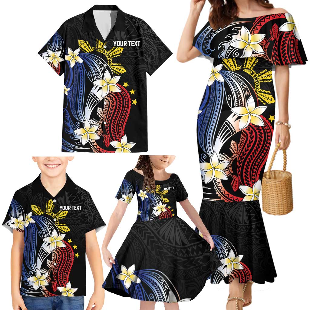 Personalized Philippines Tribal Family Matching Mermaid Dress and Hawaiian Shirt Tropical Waves - Plumeria