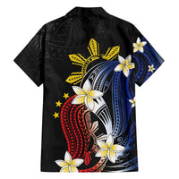 Personalized Philippines Tribal Family Matching Off The Shoulder Long Sleeve Dress and Hawaiian Shirt Tropical Waves - Plumeria