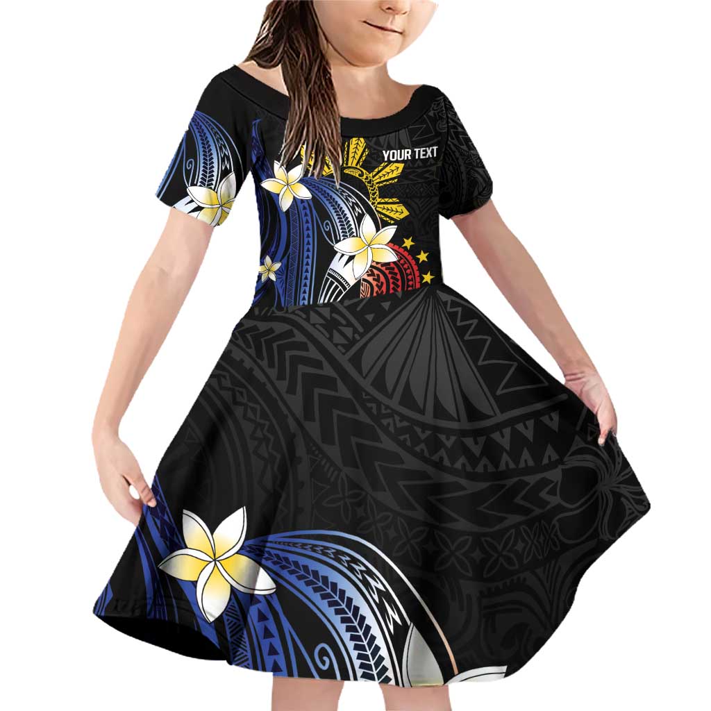 Personalized Philippines Tribal Family Matching Off Shoulder Short Dress and Hawaiian Shirt Tropical Waves - Plumeria