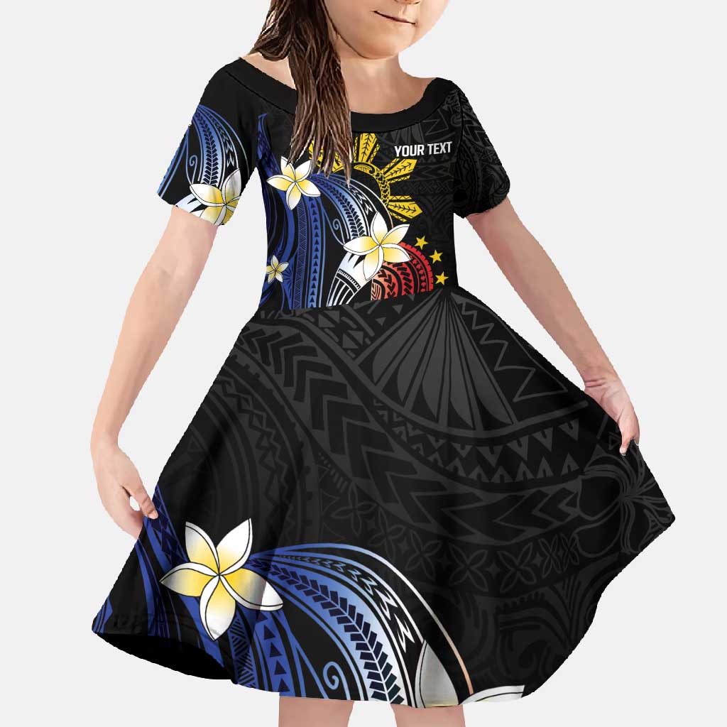 Personalized Philippines Tribal Family Matching Tank Maxi Dress and Hawaiian Shirt Tropical Waves - Plumeria