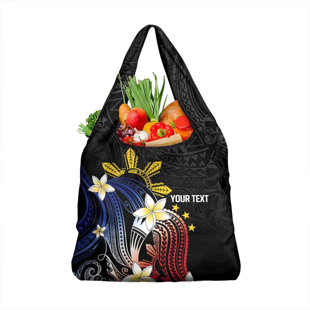 Personalized Philippines Tribal Grocery Bag Tropical Waves - Plumeria