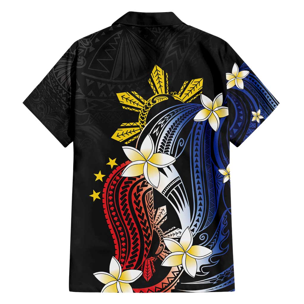 Personalized Philippines Tribal Hawaiian Shirt Tropical Waves - Plumeria