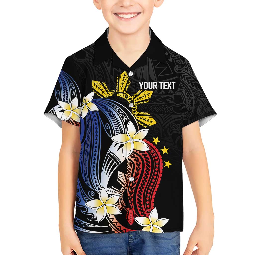 Personalized Philippines Tribal Hawaiian Shirt Tropical Waves - Plumeria