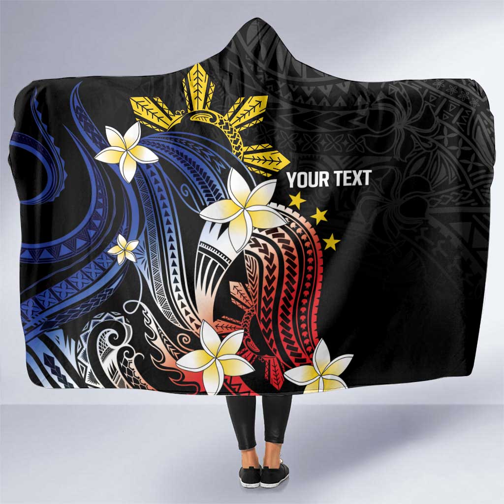 Personalized Philippines Tribal Hooded Blanket Tropical Waves - Plumeria