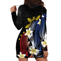 Personalized Philippines Tribal Hoodie Dress Tropical Waves - Plumeria