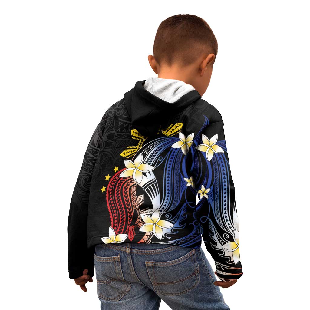 Personalized Philippines Tribal Kid Hoodie Tropical Waves - Plumeria