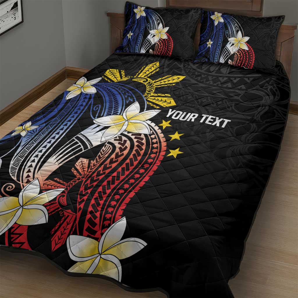 Personalized Philippines Tribal Quilt Bed Set Tropical Waves - Plumeria