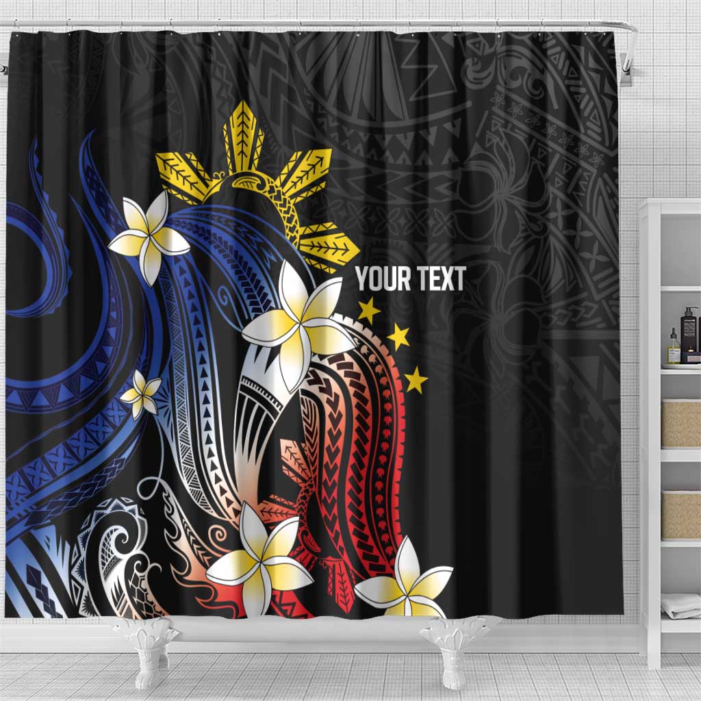 Personalized Philippines Tribal Shower Curtain Tropical Waves - Plumeria